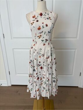 EDIT Jason Wu White Floral Fit & Flare Midi Dress Size 2